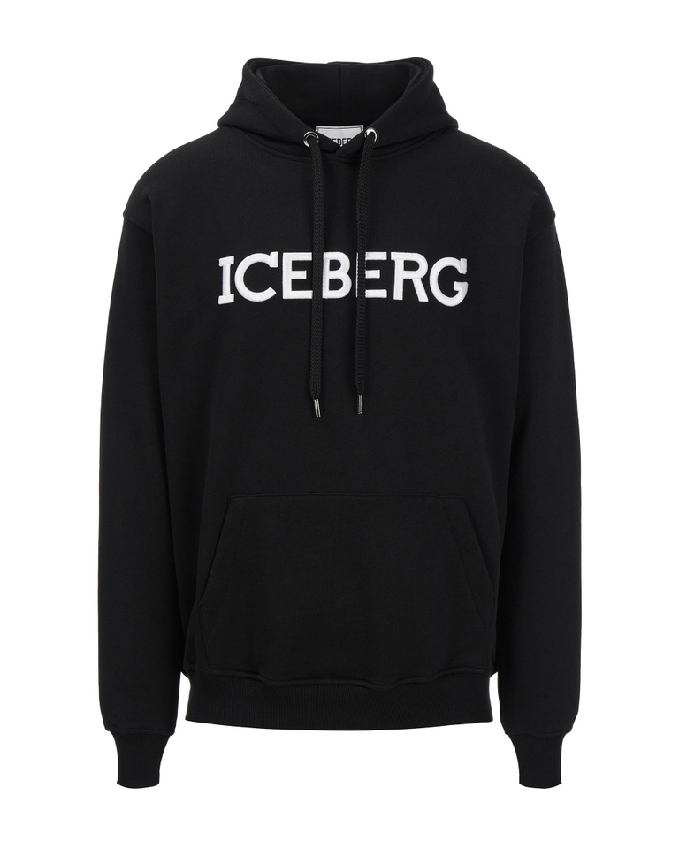 Black Iceberg sweatshirt with hood - sweatshirts | Iceberg - Official Website