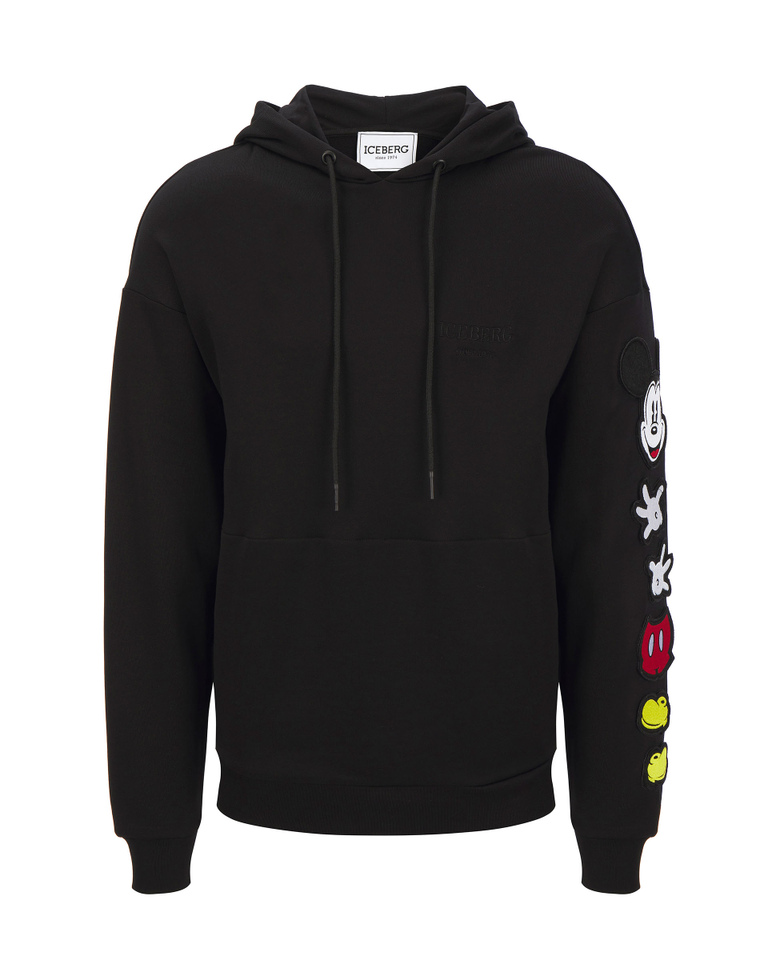 Black Iceberg hooded sweatshirt with deconstructed Mickey Mouse - Men's Outlet | Iceberg - Official Website