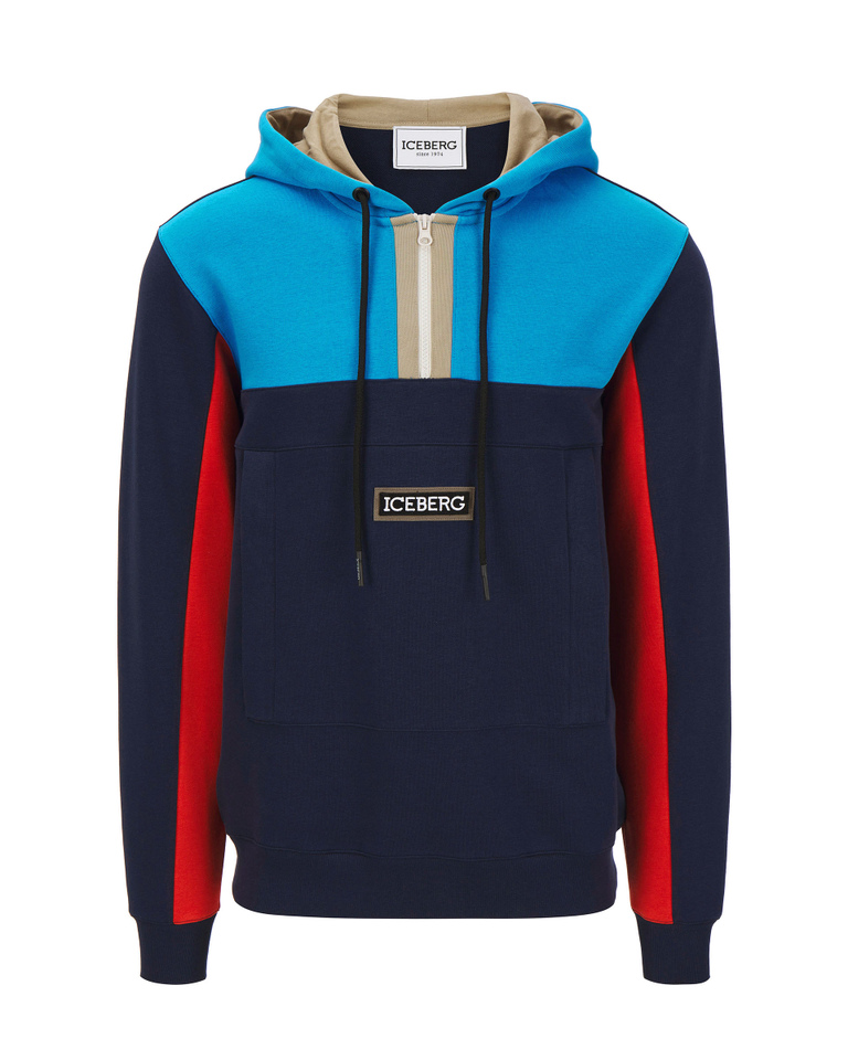 Multicolor Iceberg hooded sweatshirt with hand-warmer pocket - sweatshirts | Iceberg - Official Website
