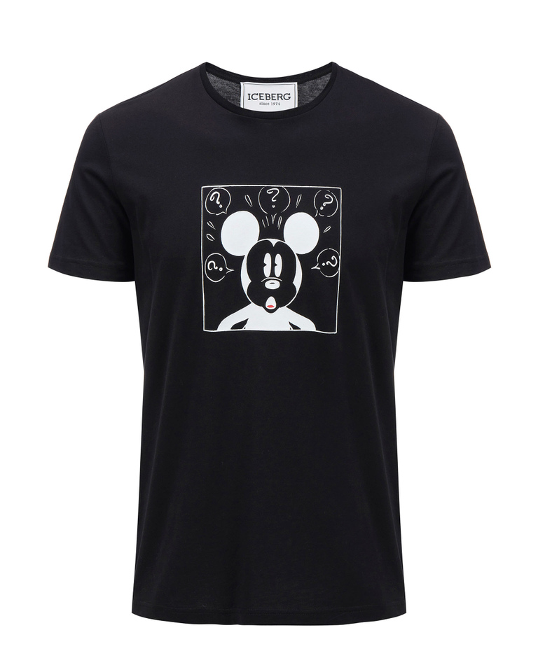 T-shirt da uomo nera con stampa di Topolino - T-shirts | Iceberg - Official Website