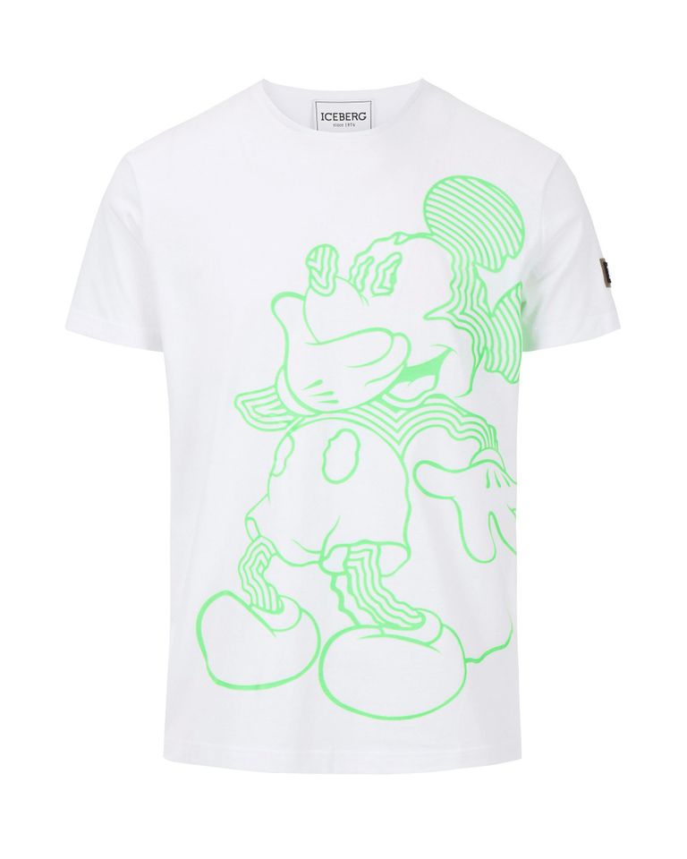 White Iceberg T-shirt with fluro-green Mickey Mouse - T-shirts | Iceberg - Official Website