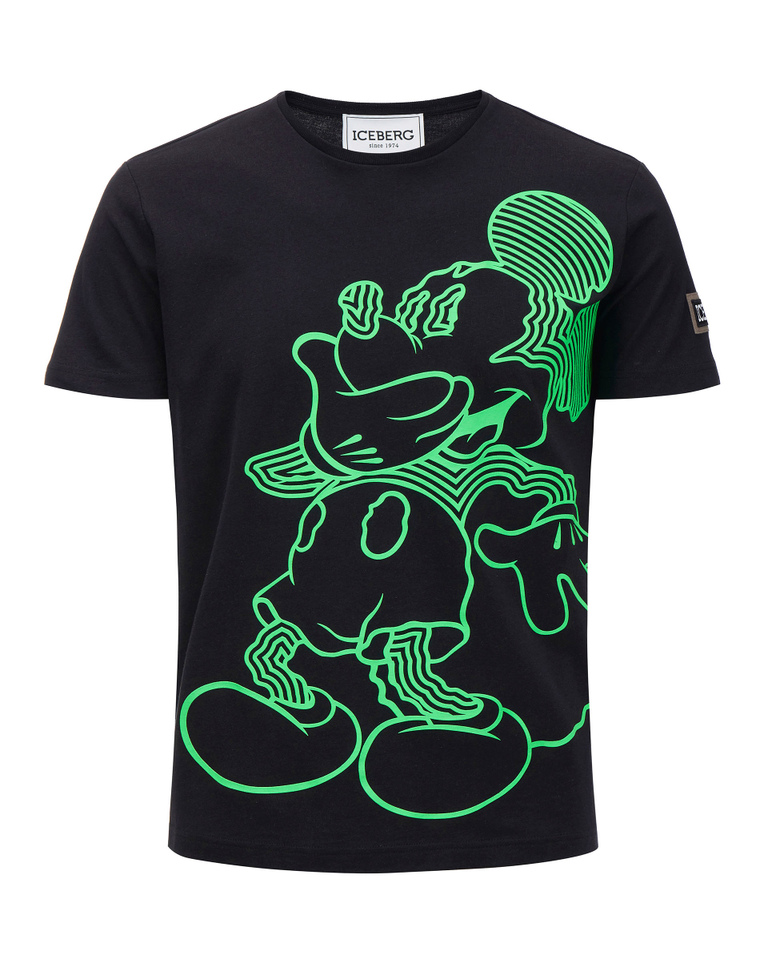 T-shirt da uomo nera con stampa fluo di Topolino - T-shirts | Iceberg - Official Website