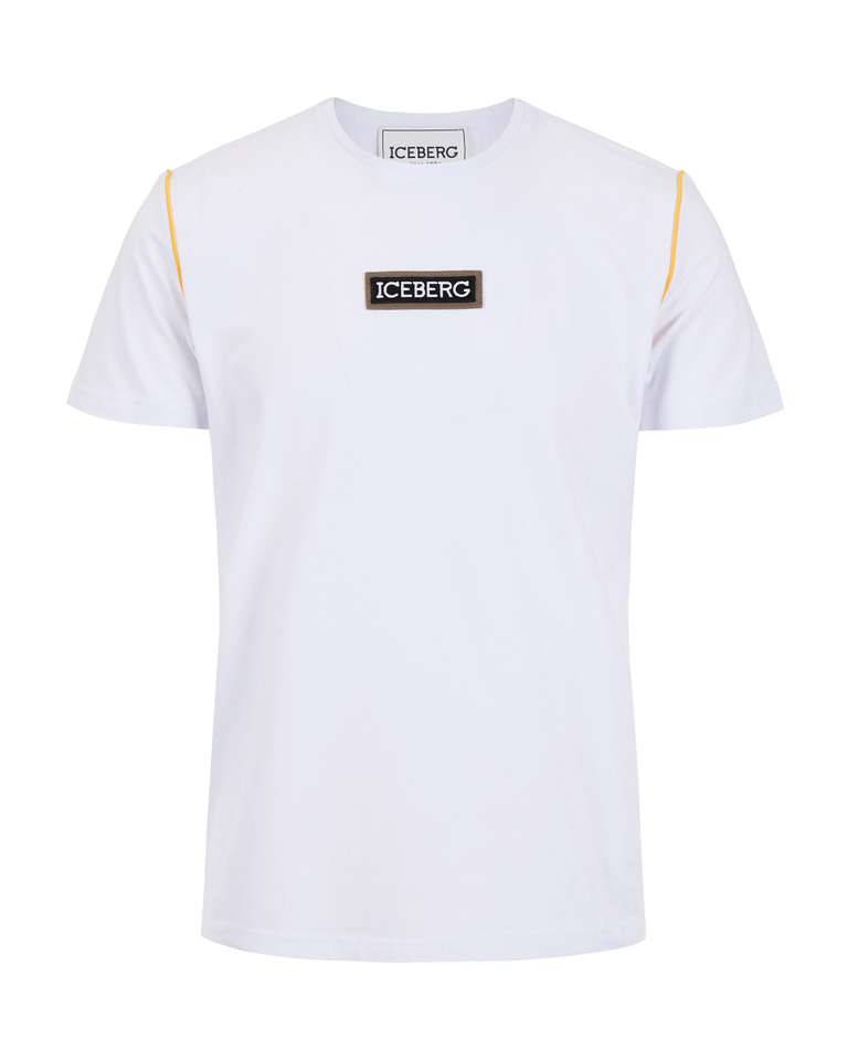 White Iceberg T-shirt with yellow piping - T-shirts | Iceberg - Official Website