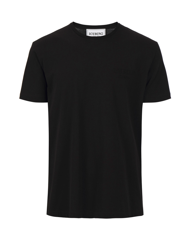 T-shirt da uomo nera con inserti di Topolino e logo Iceberg ricamato - Outlet Uomo | Iceberg - Official Website