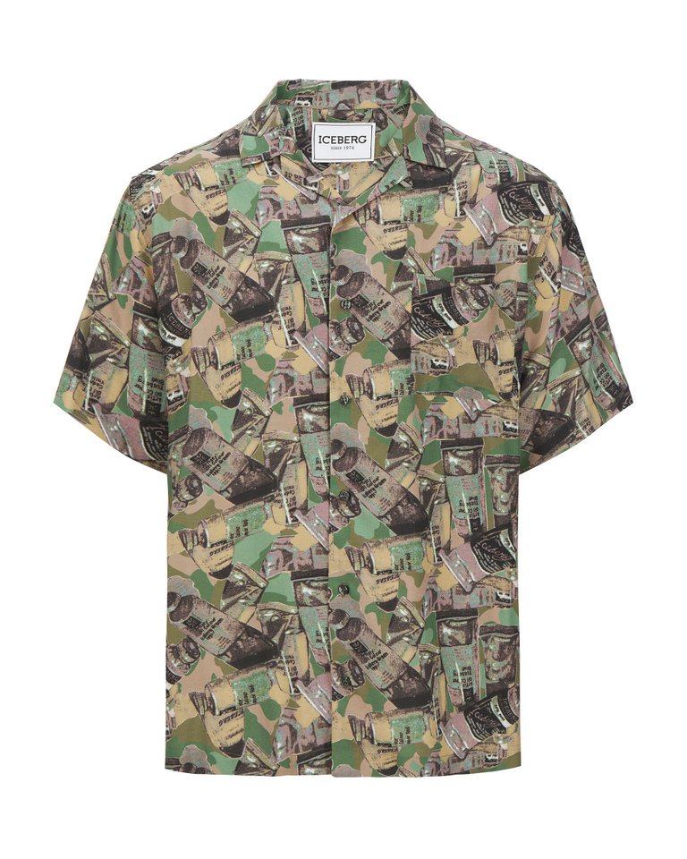 Short-sleeved Iceberg shirt with green tubes of paint print - Shirts | Iceberg - Official Website