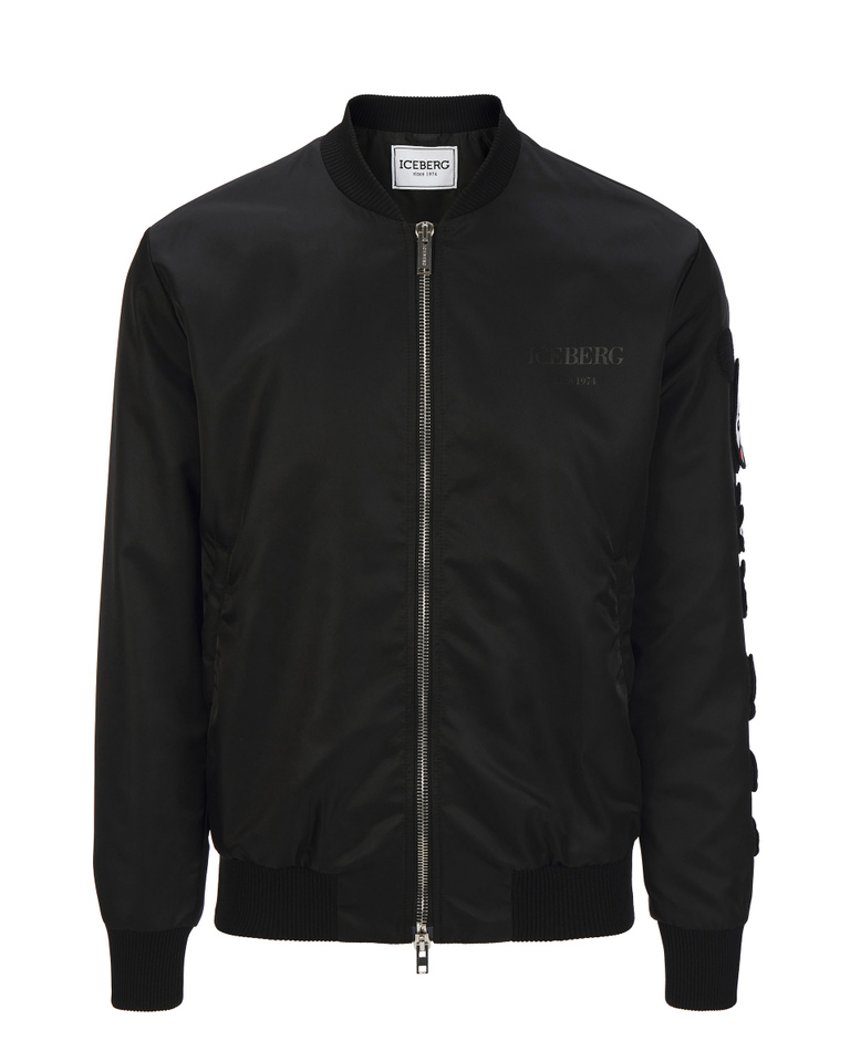 Black Iceberg bomber jacket with deconstructed Mickey Mouse - Jackets | Iceberg - Official Website