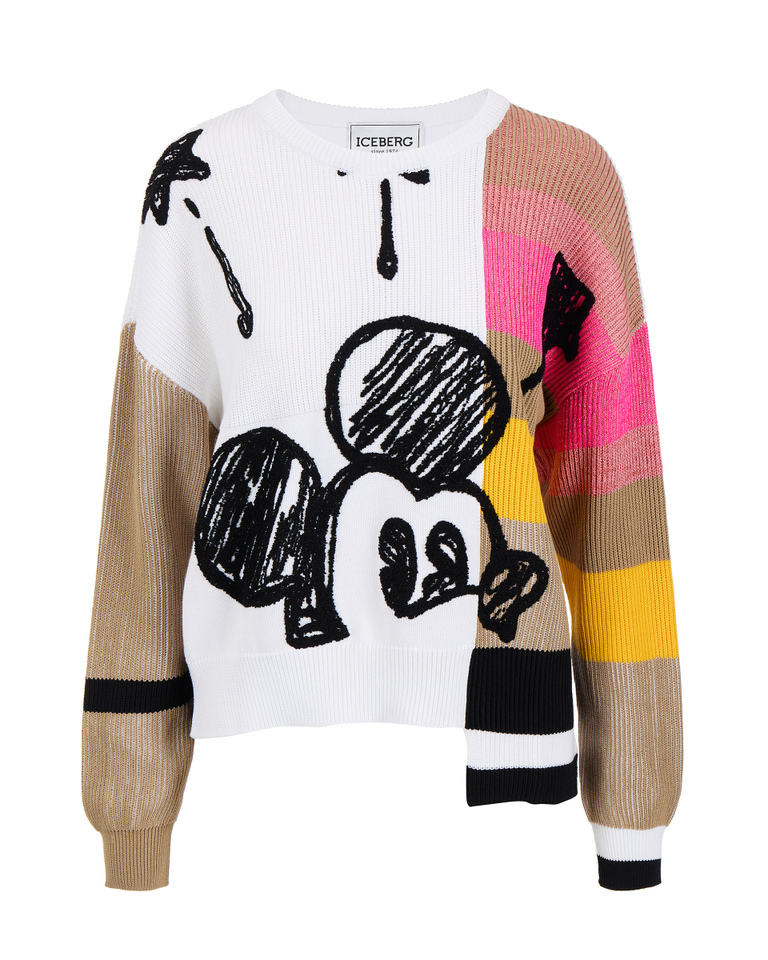 Pullover multicolor da donna in maglia con Mickey Mouse - Maglieria | Iceberg - Official Website
