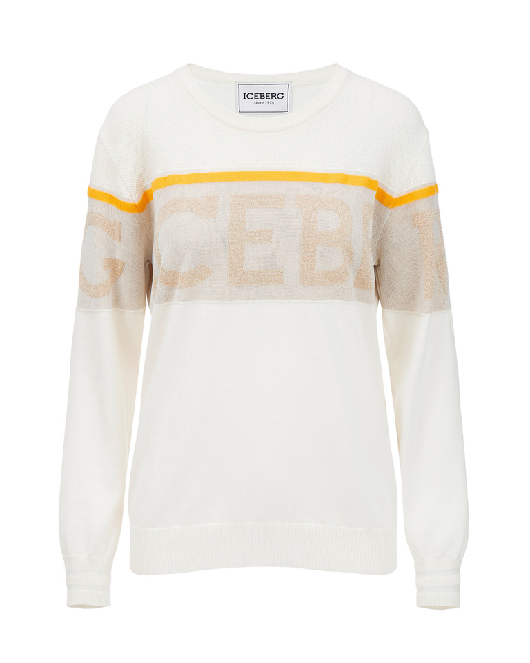 Iceberg white sweatshirt with soft gold logo - Knitwear | Iceberg - Official Website