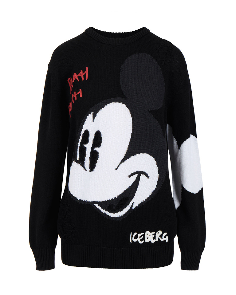 Black Iceberg sweater with large Mickey Mouse - Knitwear | Iceberg - Official Website