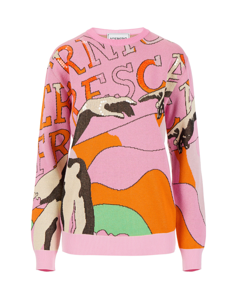 Pink multicolour Iceberg sweater with Michelangelo detail - Knitwear | Iceberg - Official Website