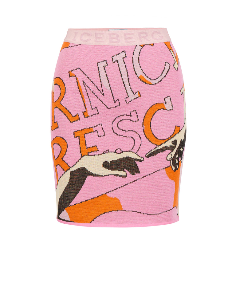 Pink multicolor Iceberg bodycon mini skirt with Michelangelo detail - Dresses & Skirts | Iceberg - Official Website