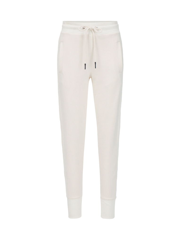 White Iceberg sweatpants with ribbed panel on leg - Trousers | Iceberg - Official Website