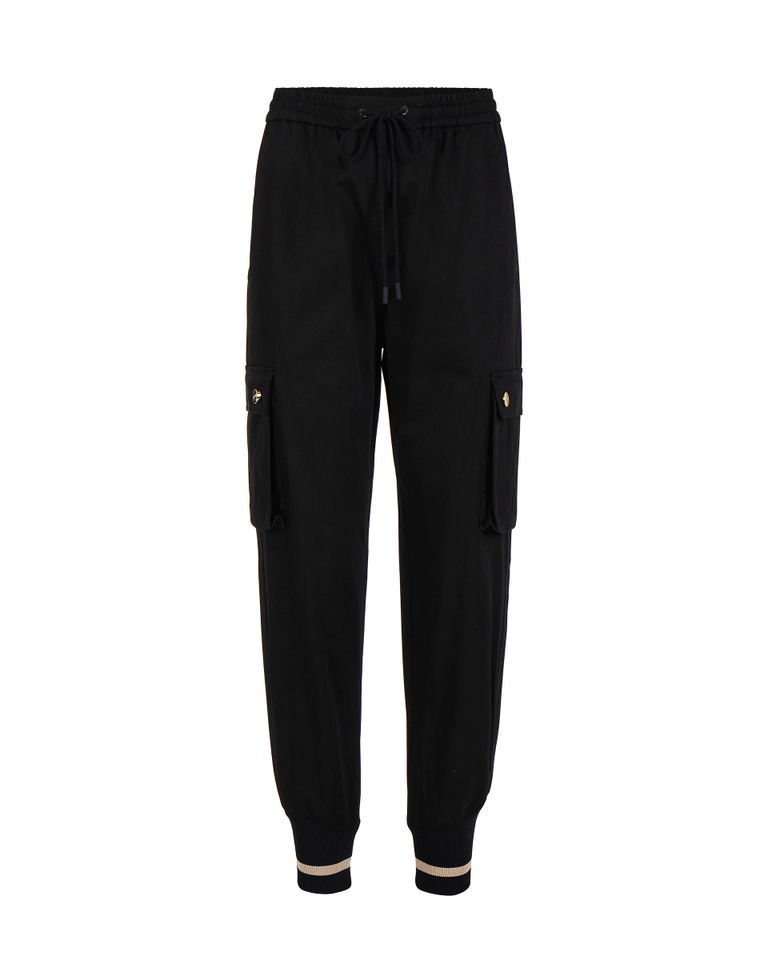 Black Iceberg sport pants with black ankle cuff - Trousers | Iceberg - Official Website