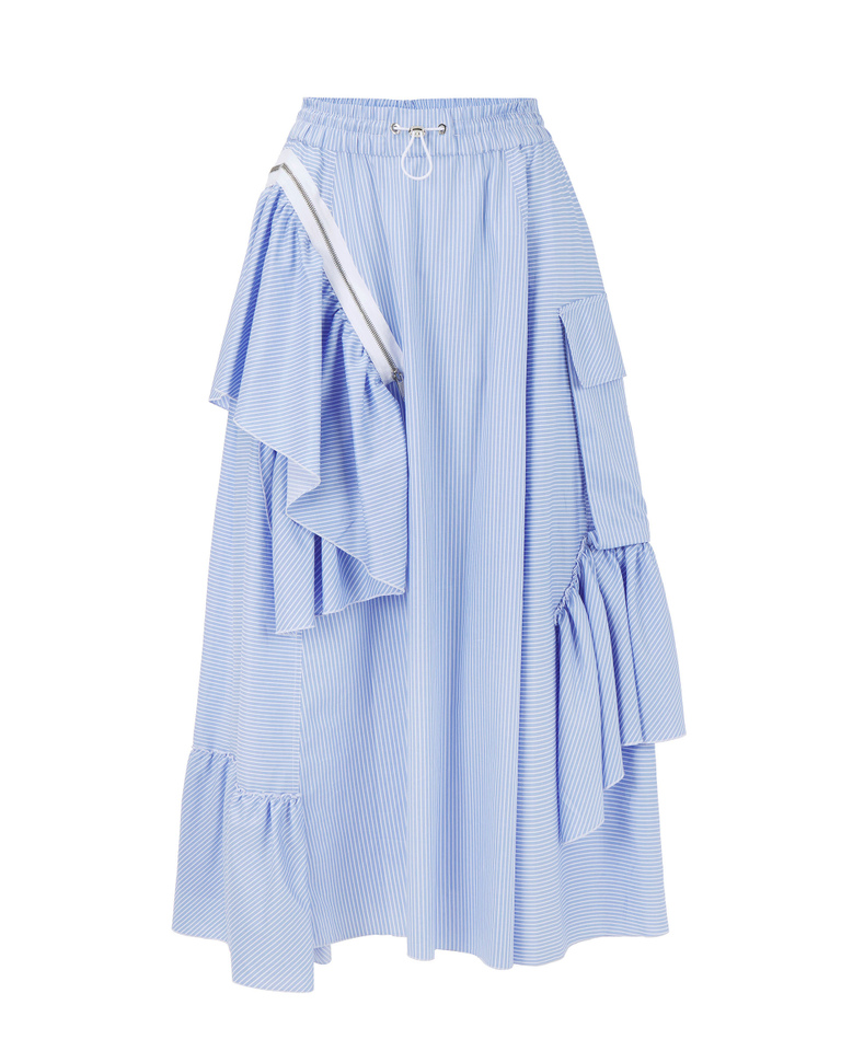 Blue striped Iceberg multi-ruffle midi skirt - Dresses & Skirts | Iceberg - Official Website