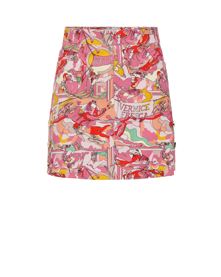 Pink multicolor Iceberg mini skirt with Michelangelo detail - Dresses & Skirts | Iceberg - Official Website