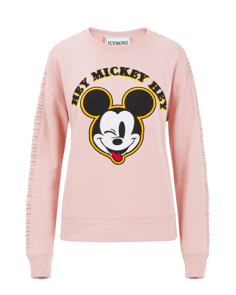 Felpa da donna rosa con arricciature e Mickey Mouse - Outlet Donna | Iceberg - Official Website