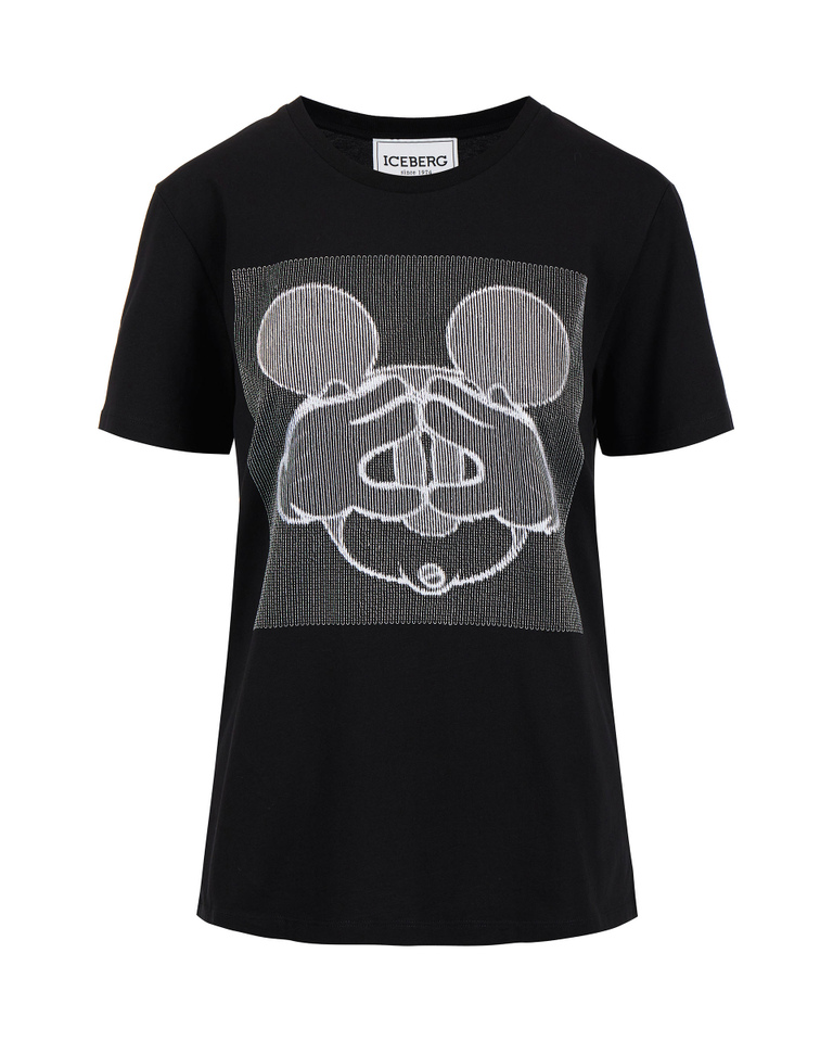 Black Iceberg T-shirt with embroidered Mickey Mouse graphic - Top | Iceberg - Official Website