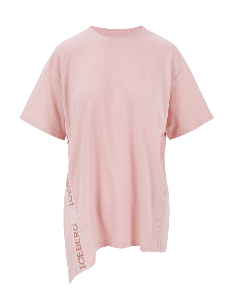T-shirt da donna rosa con arricciatura e fettuccia con logo Iceberg - Top | Iceberg - Official Website