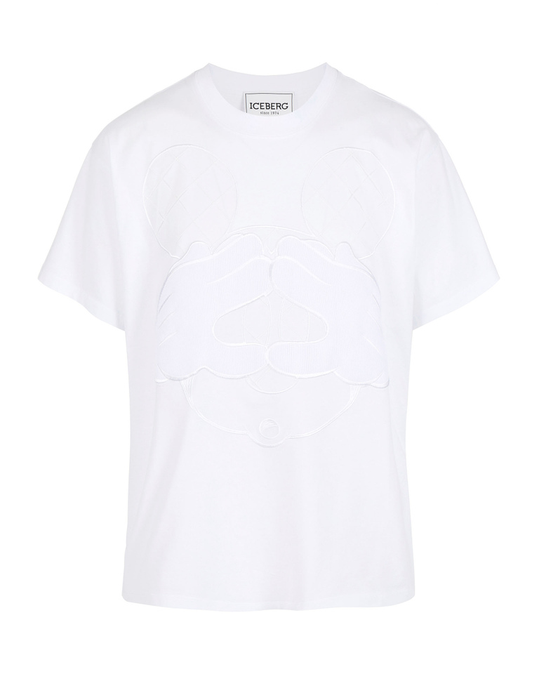 T-shirt bianca da donna oversize con ricamo Mickey Mouse - Top | Iceberg - Official Website