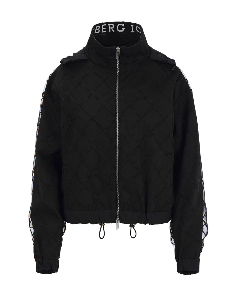 Black Iceberg sport jacket with mesh overlay - Jackets | Iceberg - Official Website
