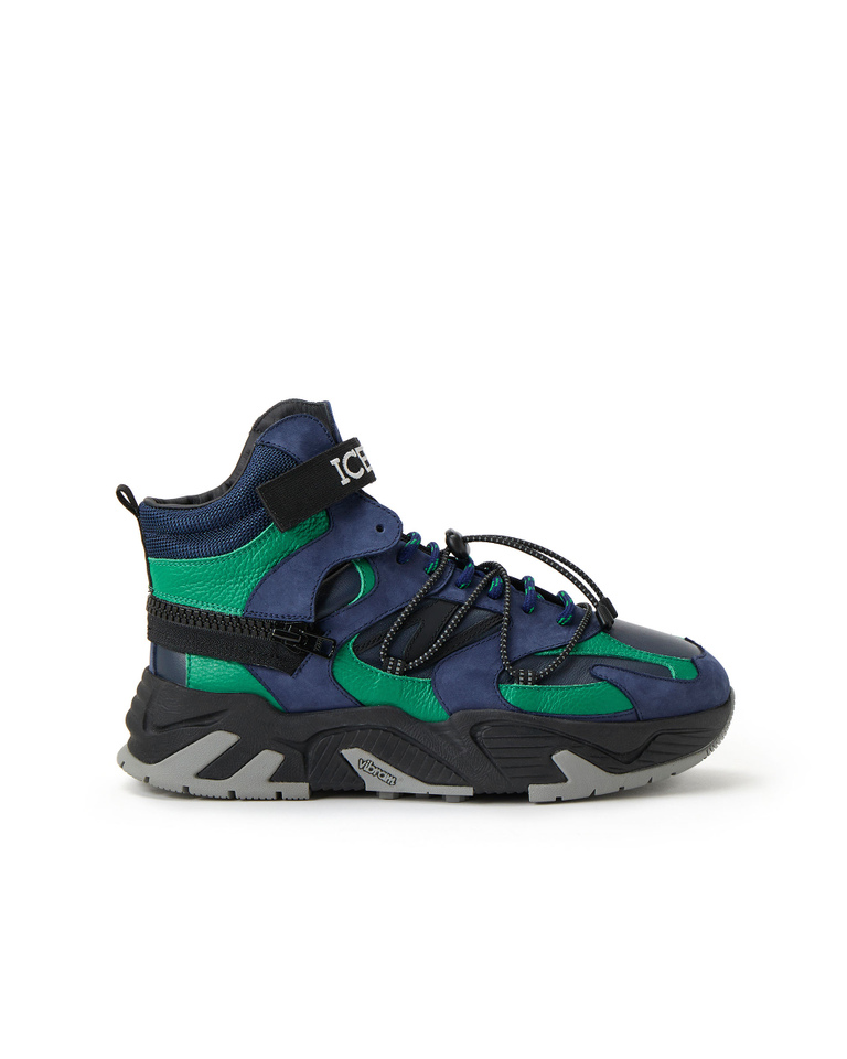 Men's blue and green convertible high-top trainers | Iceberg - Official Website