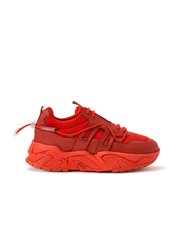 Women's red twin lace-up chunky trainers | Iceberg - Official Website
