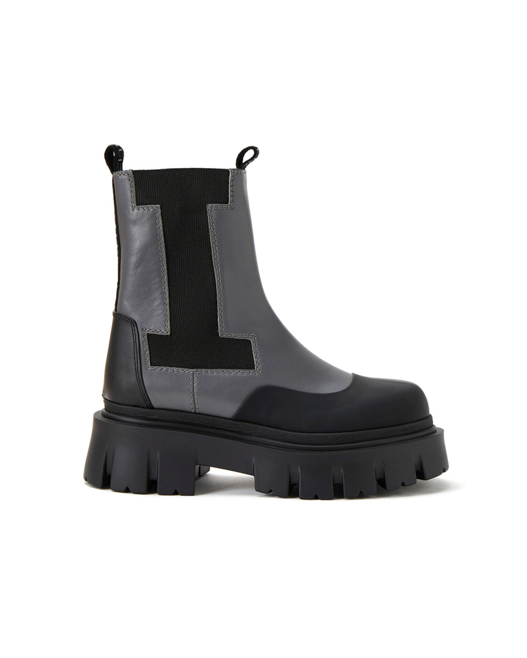 Women's black and grey chunky style combat boots - carosello HP woman shoes | Iceberg - Official Website
