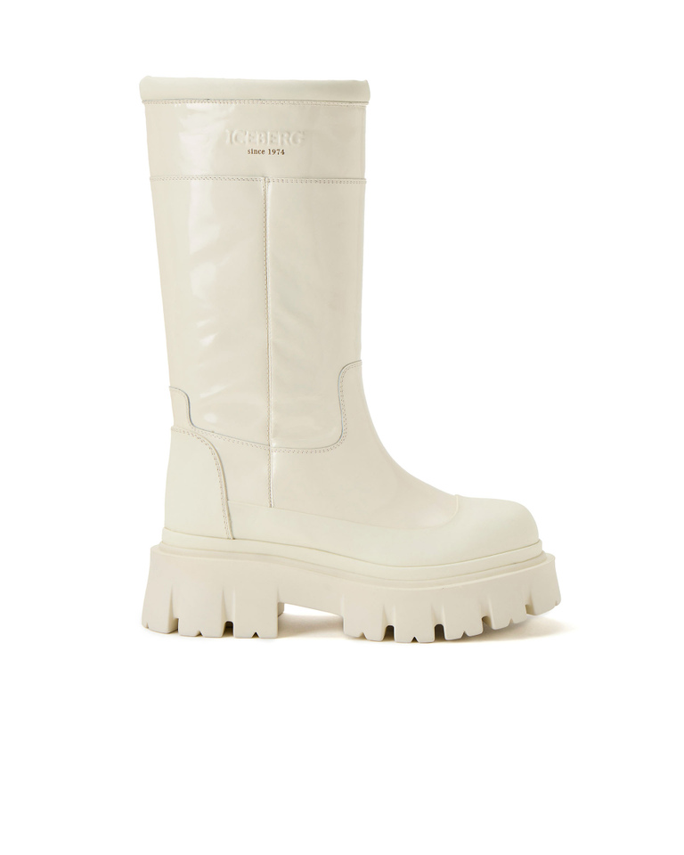 Women's white chunky style combat boots - carosello HP woman shoes | Iceberg - Official Website