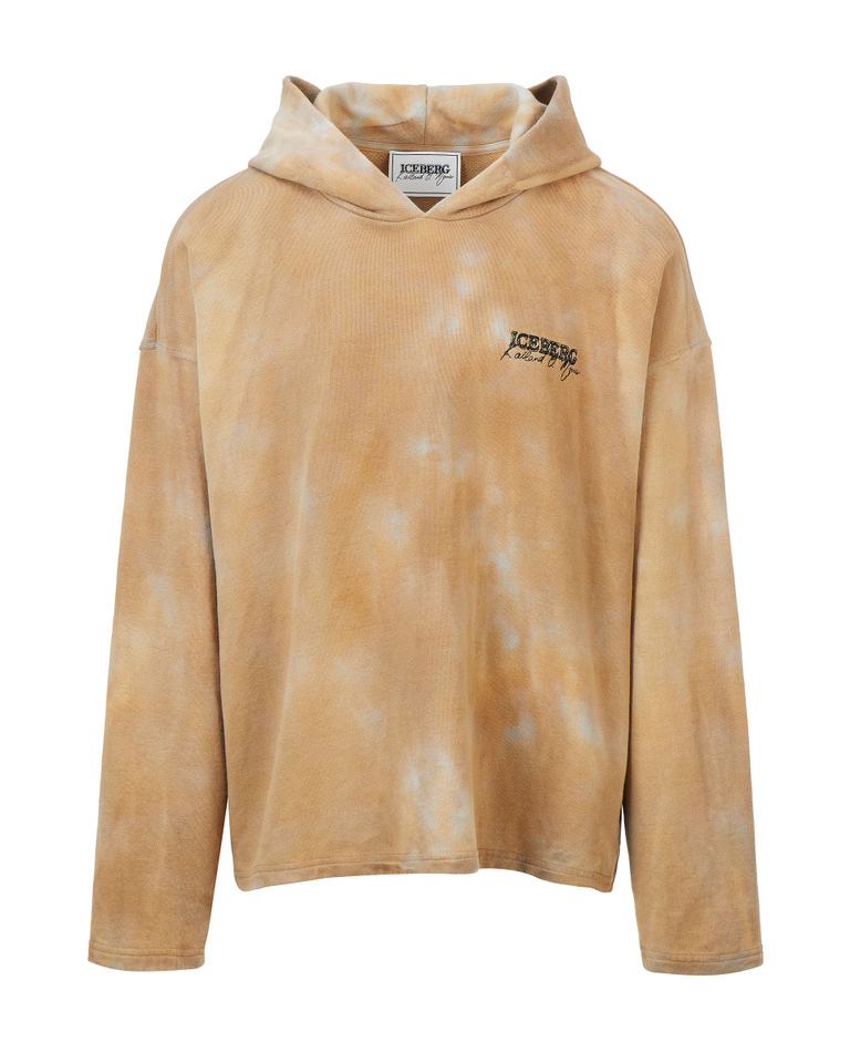Men's embroidered beige KAILAND O. MORRIS cloud-effect dyed hoodie - Kailand Morris | Iceberg - Official Website