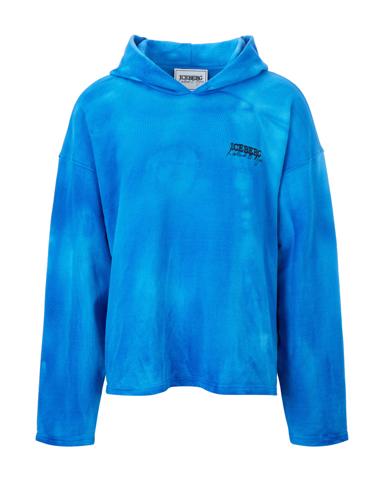 Men's embroidered blue KAILAND O. MORRIS cloud-effect dyed hoodie | Iceberg - Official Website