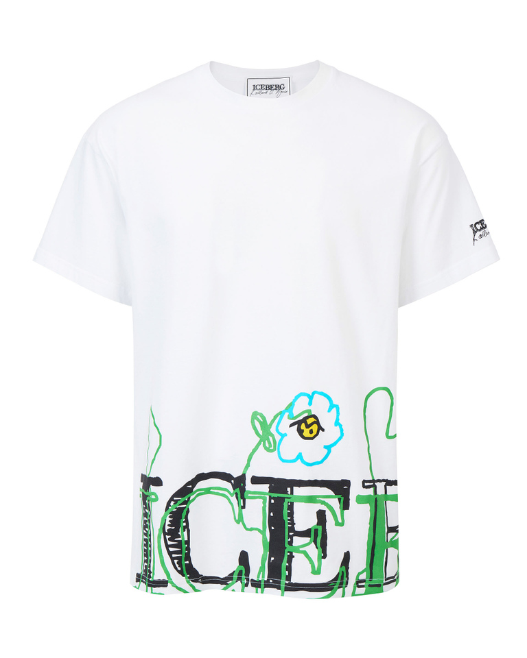 Men's white KAILAND O. MORRIS T-shirt with embroidered logo - Promo 30% | Iceberg - Official Website