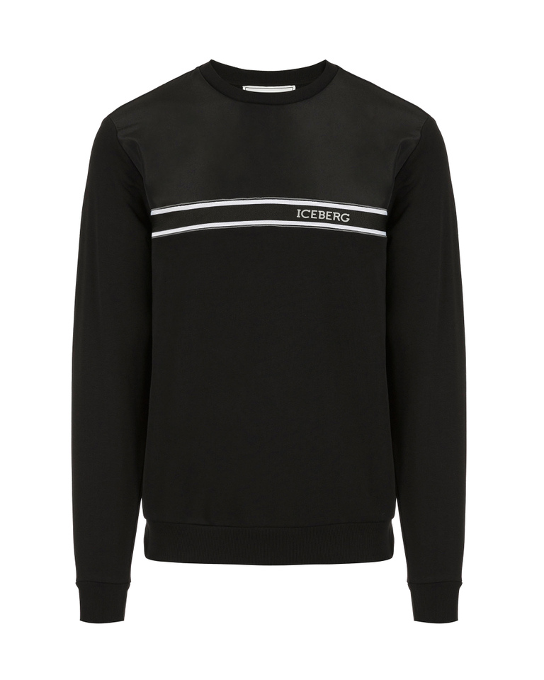 Men's crew neck black sweatshirt with profiled logo - Second promo 40 | Iceberg - Official Website