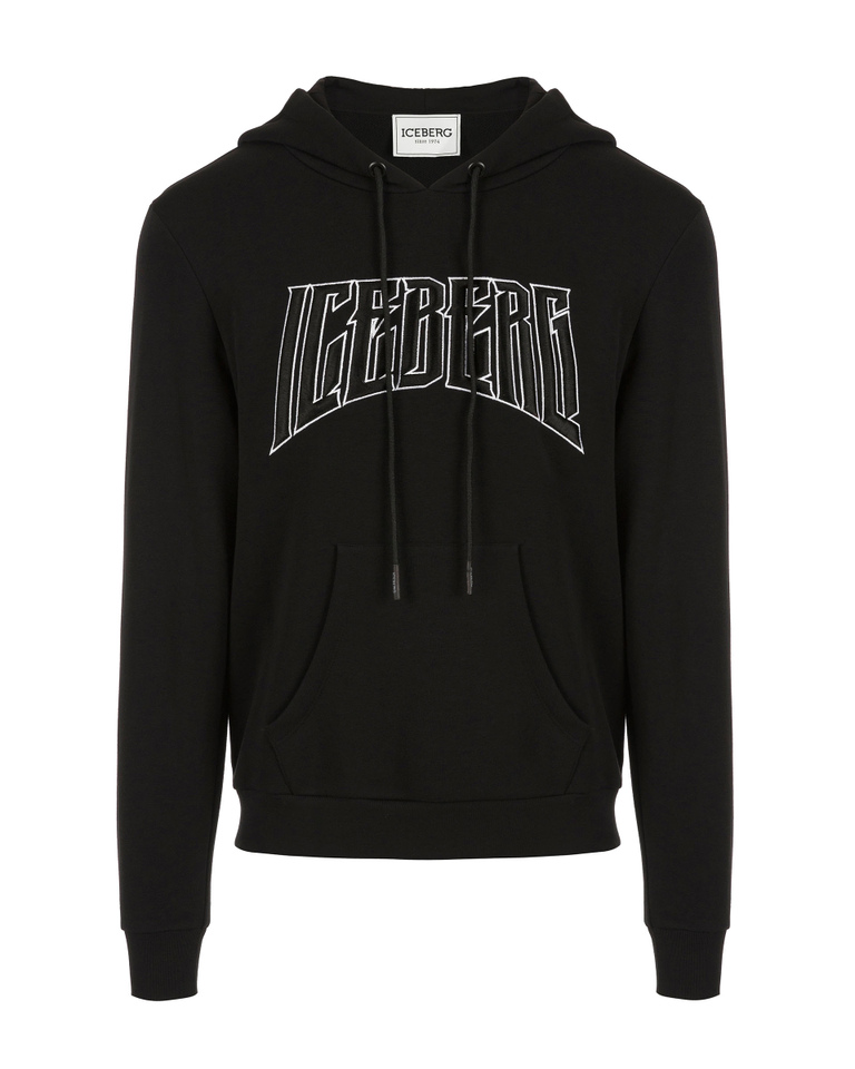 Black men's hoodie with Iceberg Rock graphics - Second promo 50 | Iceberg - Official Website