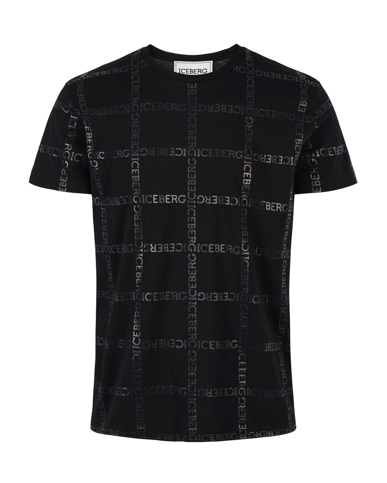 T-shirt uomo nera con pattern a quadri Iceberg all over | Iceberg - Official Website