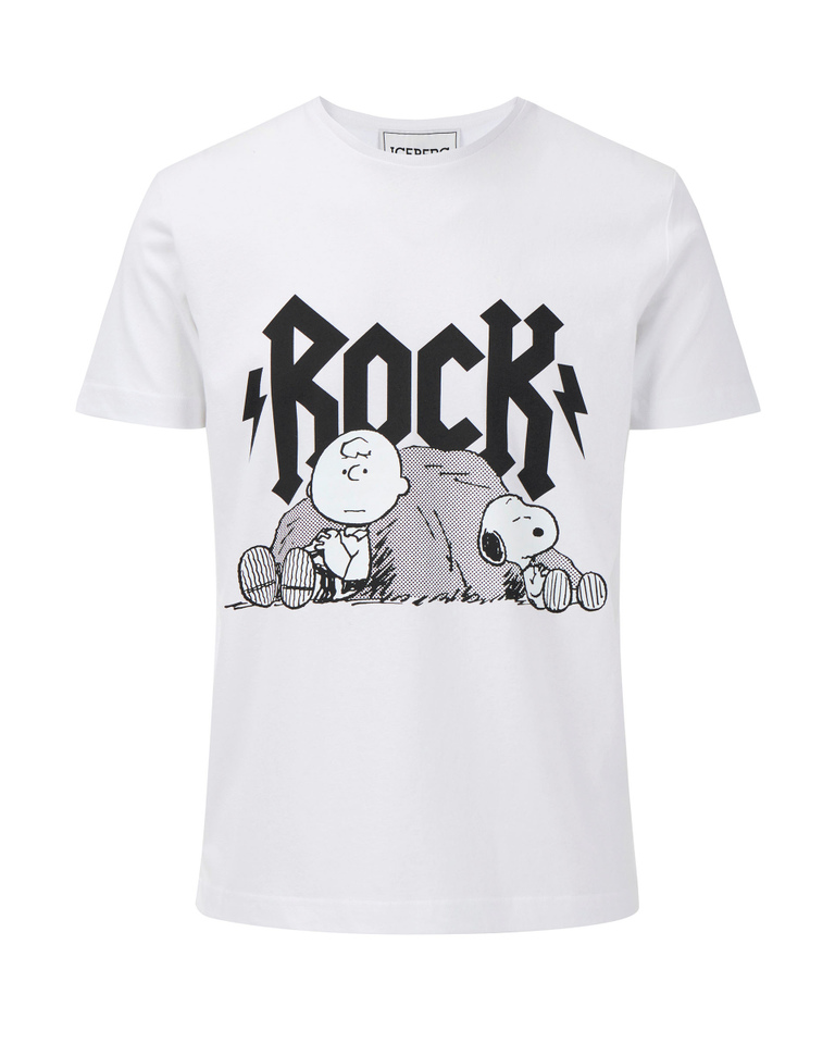 Men's vintage effect cotton t-shirt with "Iceberg Rocks Peanuts" print and maxi Iceberg Rock logo - T-shirts & polo | Iceberg - Official Website
