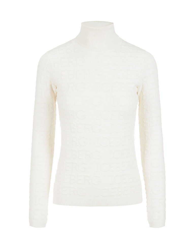 Women's cream turtleneck in stretched rayon | Iceberg - Official Website