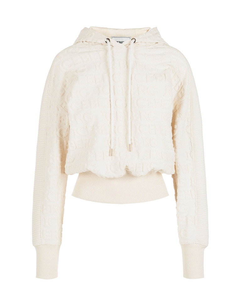 Women's powder white cropped hoodie | Iceberg - Official Website