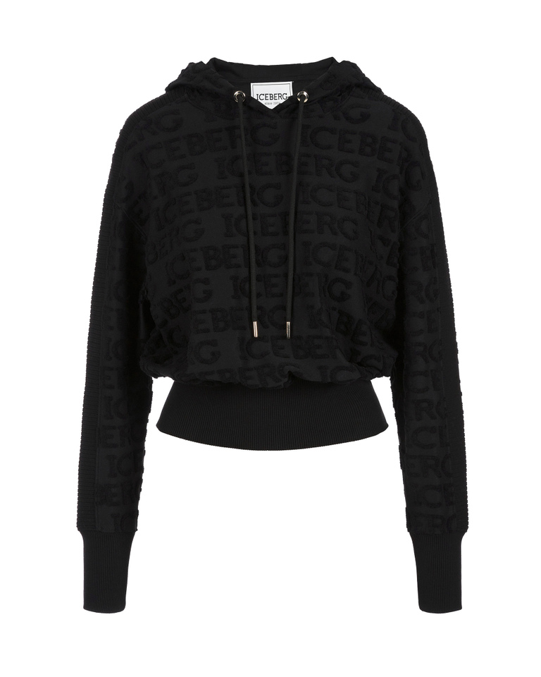 Women's black cropped hoodie | Iceberg - Official Website