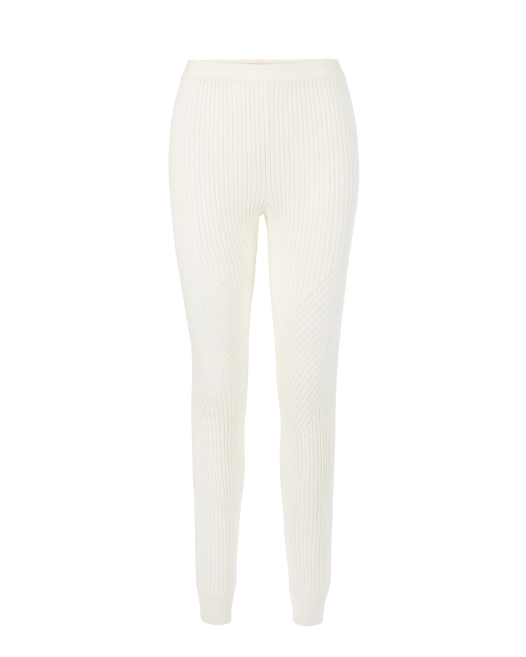 Women's white ribbed stretch rayon leggings | Iceberg - Official Website