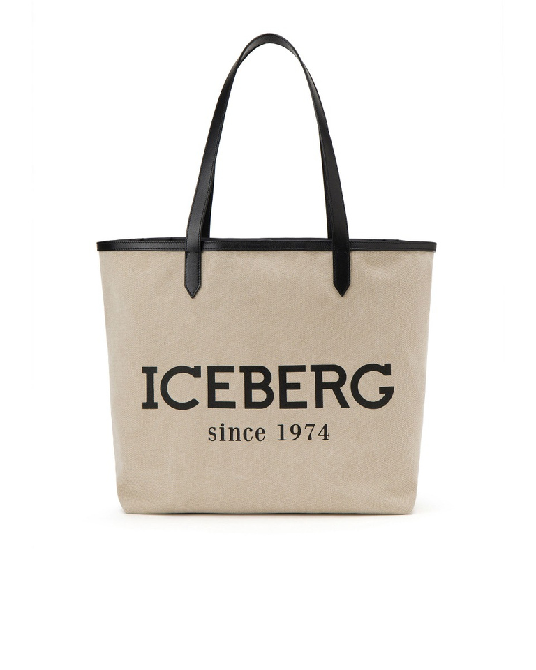 Shopper beige con stampa del logo Iceberg - En Plein Air | Iceberg - Official Website