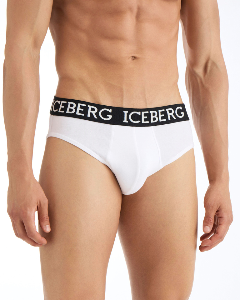 White cotton briefs with logo - UNDERWEAR | Iceberg - Official Website