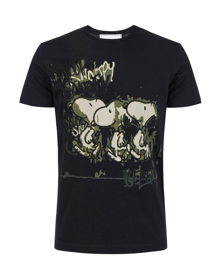 Men's black T-shirt with "Snoopy" print on the front - T-shirts & polo | Iceberg - Official Website