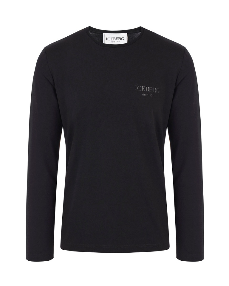 Men's black long-sleeve T-shirt with heritage logo - T-shirts & polo | Iceberg - Official Website