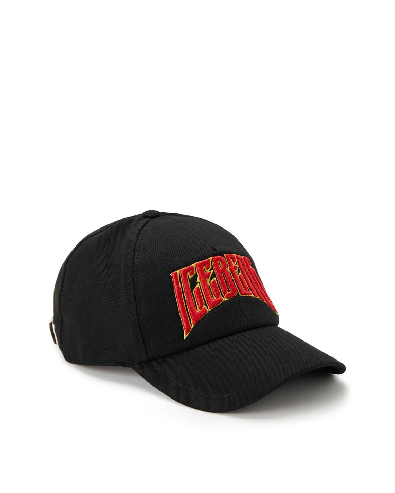 Men's black adjustable baseball cap with contrasting logo - carosello HP man accessories | Iceberg - Official Website