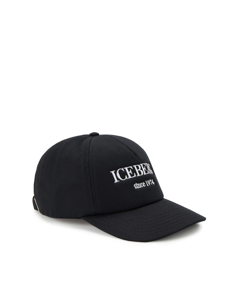 Men's black adjustable baseball cap with contrasting logo - carosello HP man accessories | Iceberg - Official Website