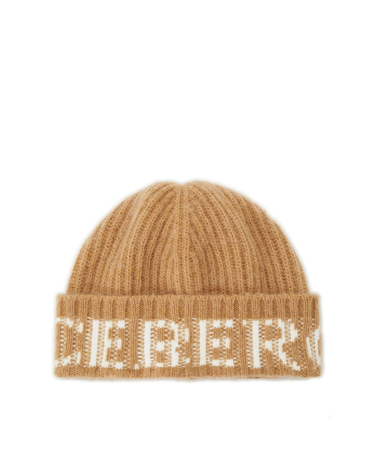 Women's wool hat in biscuit colour with Iceberg logo on the trim - carosello HP woman accessories | Iceberg - Official Website