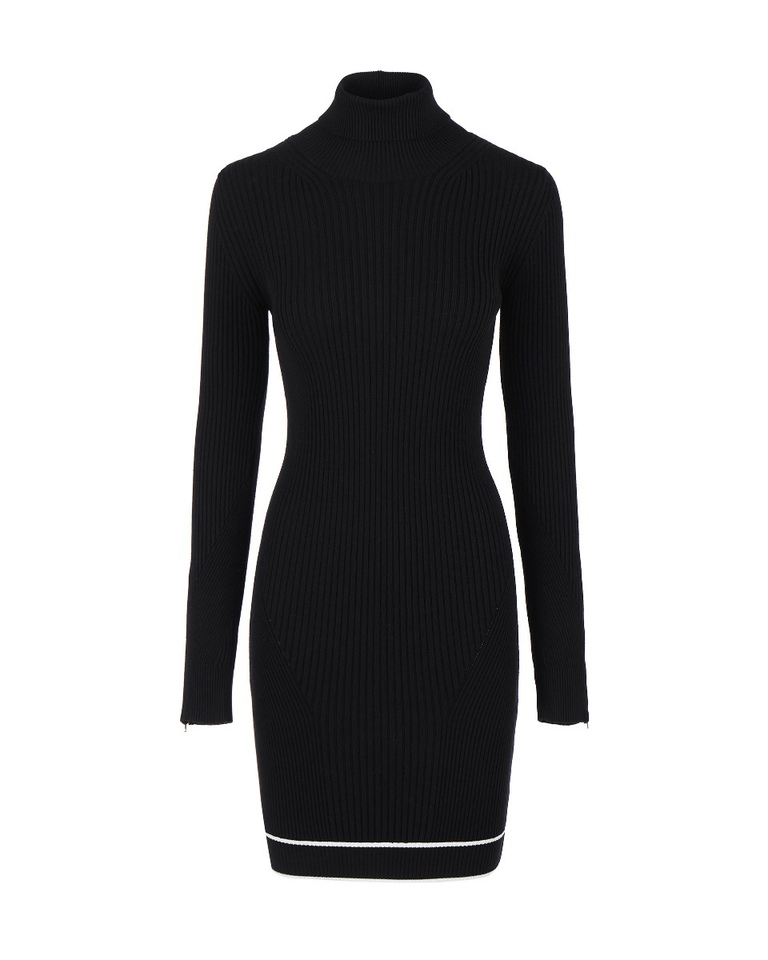 Women's black ribbed stretch rayon mini dress | Iceberg - Official Website