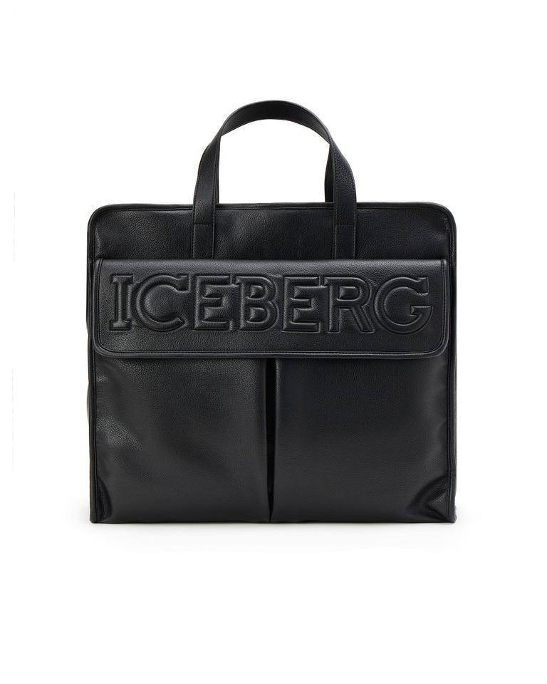 Black bag featuring handles and an embossed Iceberg logo - new promo 20% | Iceberg - Official Website