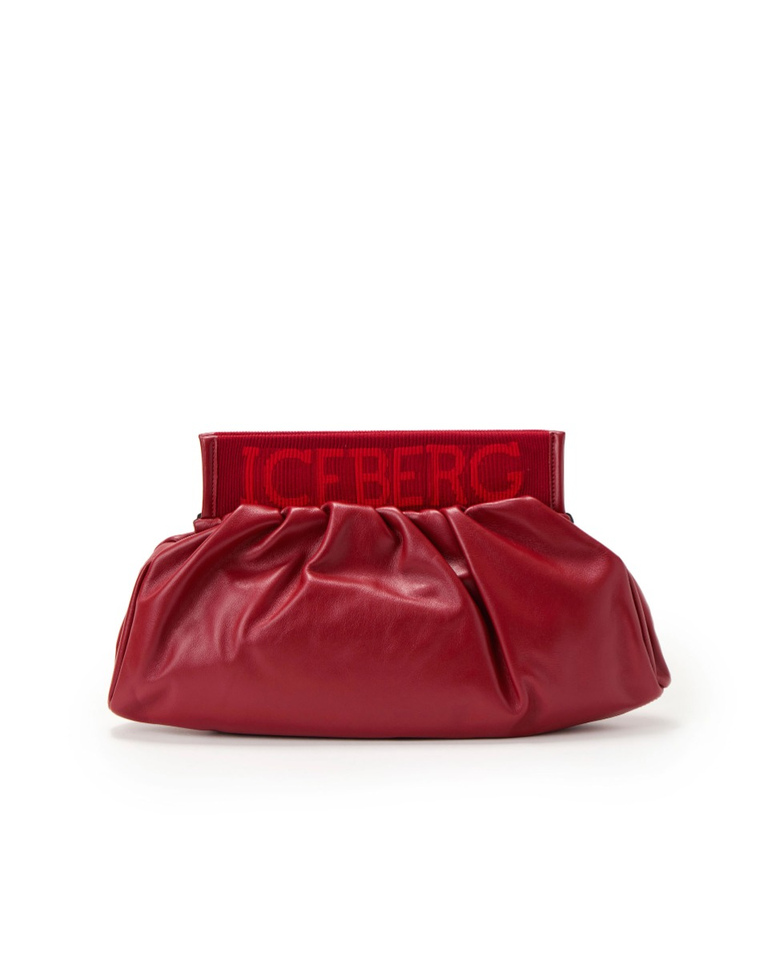 Red calfskin leather clutch with shoulder strap | Iceberg - Official Website