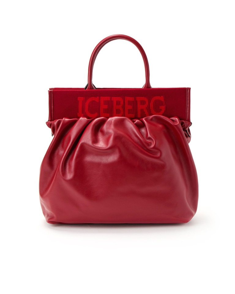 Shopping bag in pelle di vitello bordeaux con tracolla - carosello HP woman accessories | Iceberg - Official Website